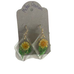 Handmade Sunflower earrings. Lightweight Resin Earrings. Gift for Her